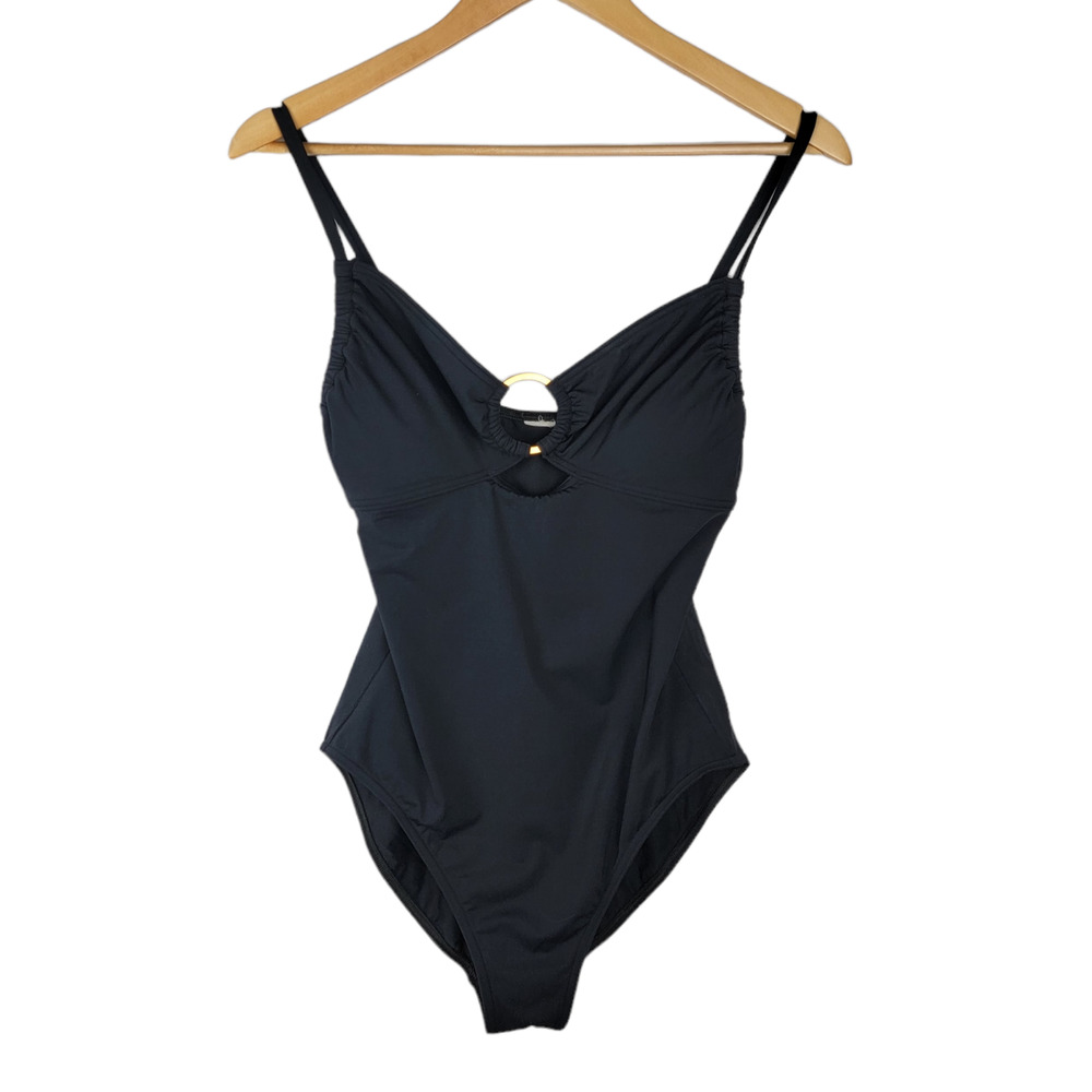 Michael Michael Kors Ring Keyhole One-Piece Black Swimsuit
